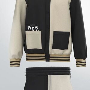 Bloomfeld Black and Beige Jacket and Pants Set with black embroidered logo.